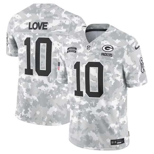 Men%27s Green Bay Packers #10 Jordan Love 2024 Arctic Camo Salute To Service Limited Stitched Jersey Dyin->green bay packers->NFL Jersey